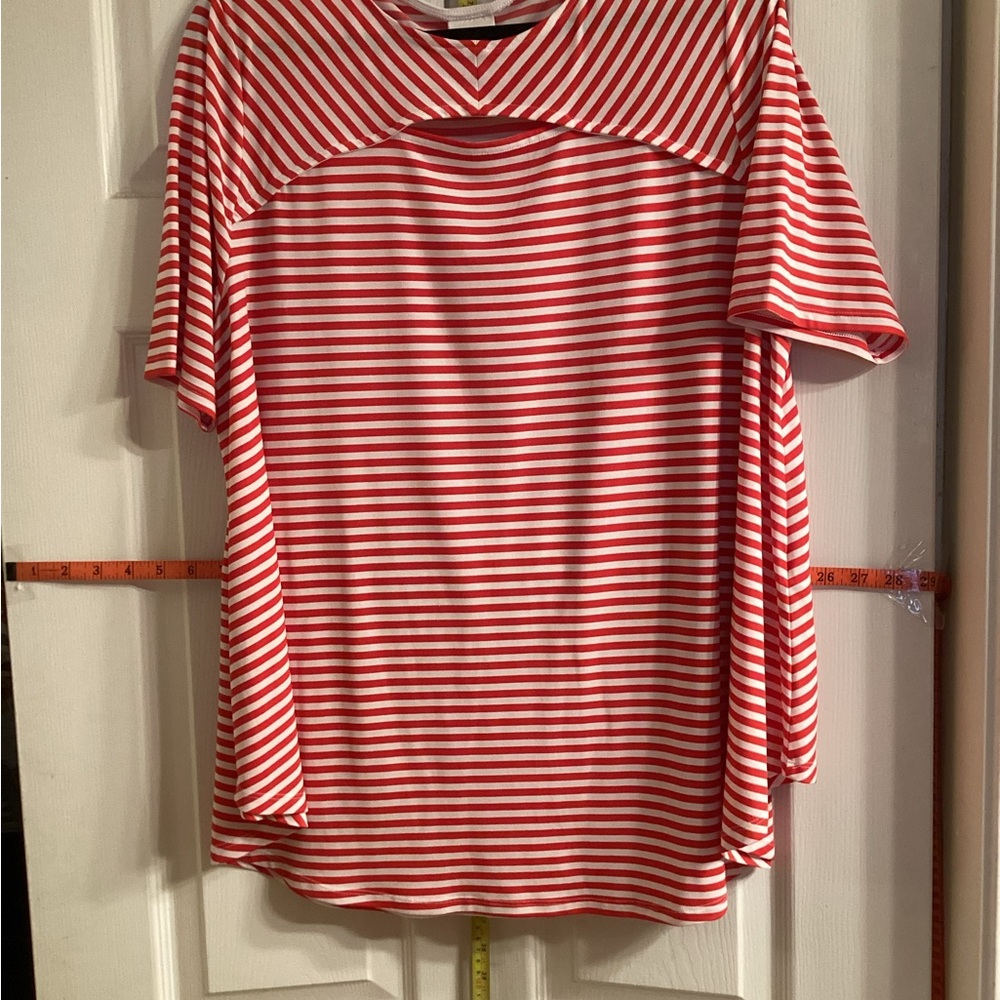 Chico's Red and White Striped Blouse